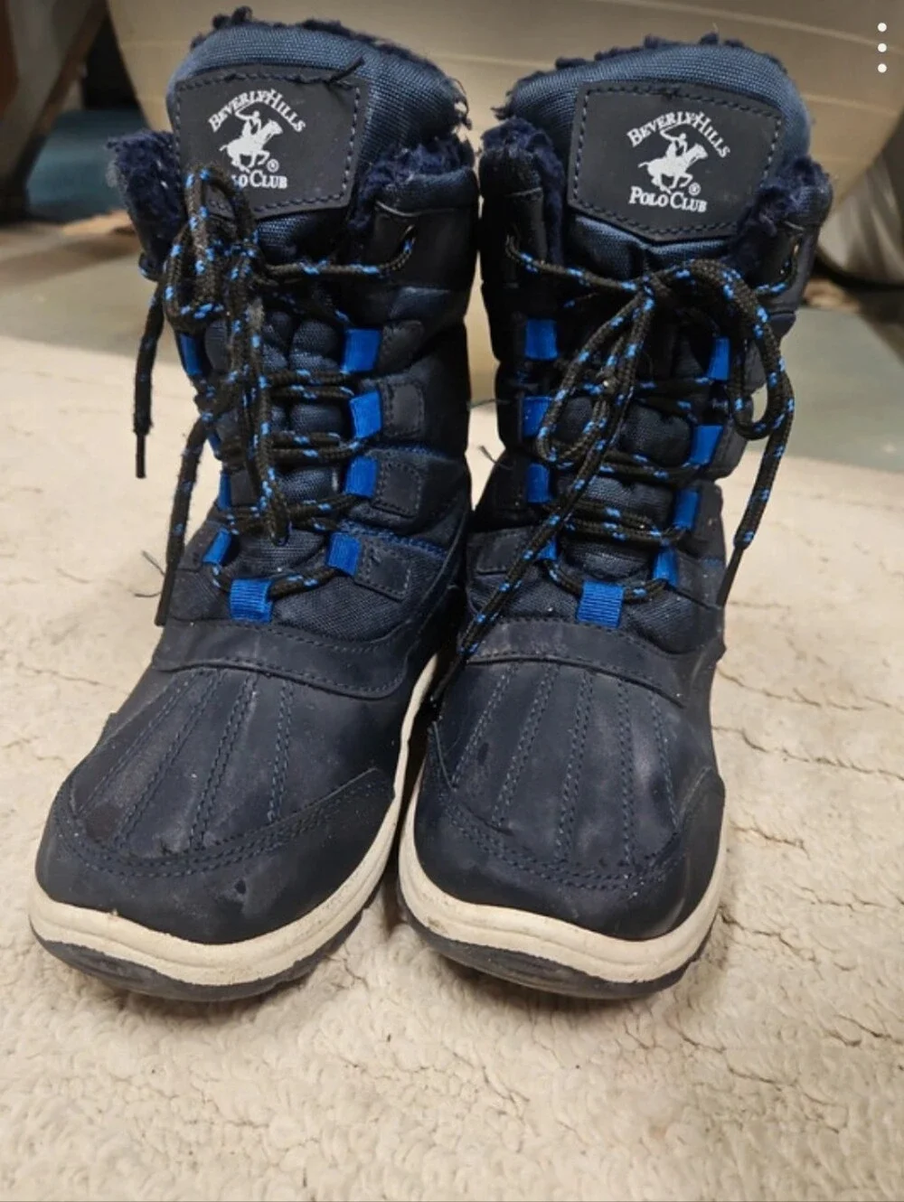 Beverly Hills Polo Club Boys Snow Boots Navy Blue / Black - Size 2 (GUC)
